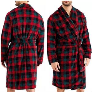 Club Room Men's Plaid  Comfy Plush Robe